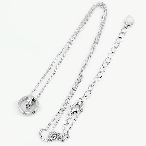 925 Sterling Silver Necklace Jewelry with CZ Circle Design Length 16 Inch. (1 of 3)
