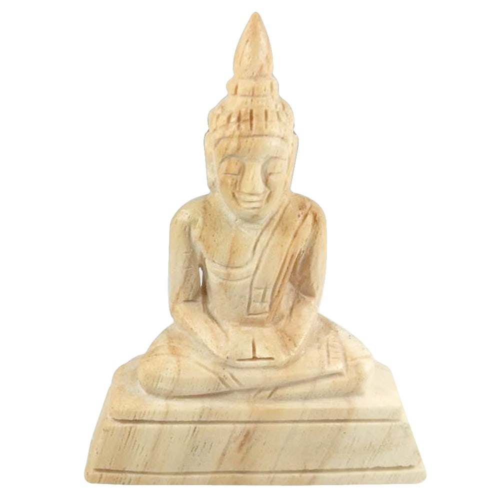 Natural White Brown Petrified Wood Buddha Carving 201.42 Ct. Size 73 x 55 Mm. (1 of 3)