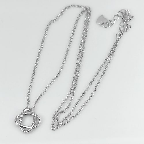 925 Sterling Silver Necklace Jewelry Beautiful Design with CZ Length 18 Inch. (1 of 3)