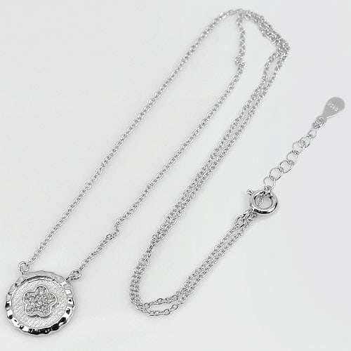 925 Sterling Silver Necklace Jewelry with White Round CZ Length 18 Inch. (1 of 3)