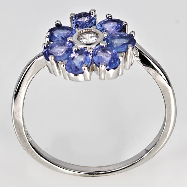 Natural Violetish Blue Tanzanite 925 Sterling Silver Ring Jewelry 6.20 Grams Size 7 (1 of 3)