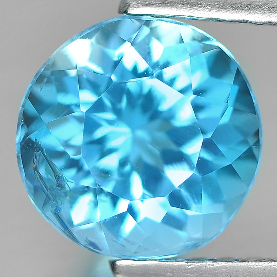 Natural Swiss Blue Topaz 2.09 Ct. Round Shape 7.6 Mm Gemstone from Brazil (1 of 3)
