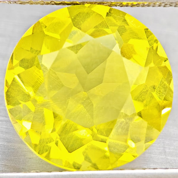 Natural Yellow Lemon Quartz 7.62 Ct. Round Shape 13.2 Mm Gemstone From Brazil (1 of 3)