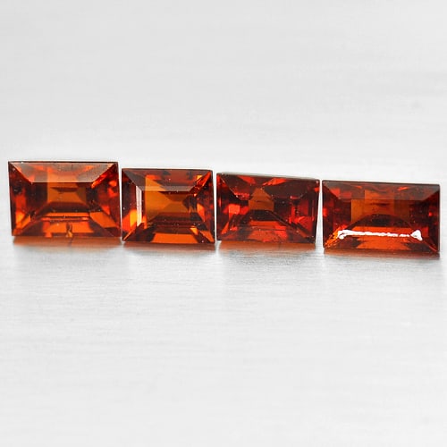 Natural Reddish Orange Spessartine Garnet 2.50 Ct 4 Pcs Square Shape 5.7 x 3.5 Mm. Gemstone From (1 of 3)