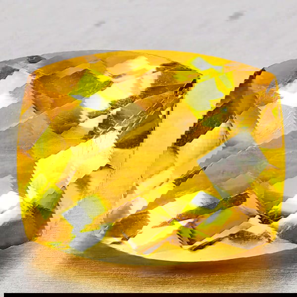 Natural Yellow Citrine 2.61 Ct. Cushion Checkerboard Cut 9.9 x 7.9 Mm. Gemstone From Brazil (1 of 3)