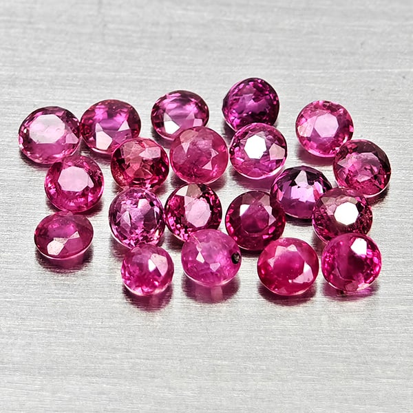 Natural Pinkish Red Ruby 1.26 Ct. 20 Pcs Round Shape 2.3 Mm Gemstones From Thailand (1 of 3)