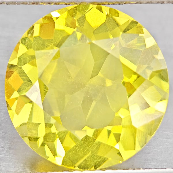 Natural Yellow Lemon Quartz 7.45 Ct. Round Shape 13.2 Mm Gemstone From Brazil (1 of 3)