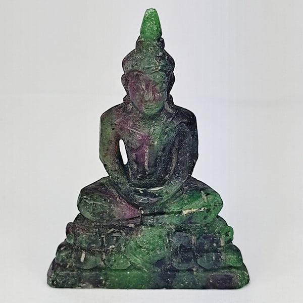 Natural Red Green Ruby in Zoisite 77.29 Ct. Buddha Carving Shape 44 x 31 Mm Gemstone From Madagascar: Product ID: 805935832 Product Name: Natural Zoisite Carving Weight: 77.29 CT. Size: 44 x 31 x 12.7 MM. Shape: Carving shape Color: Red Green Clarity:Opaque Luster: Good Gems Origin: Madagascar Treatme