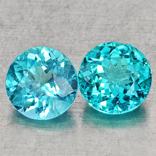 Natural Paraiba Color Apatite 1.01 Ct. 2 Pcs Round Shape 5 Mm Gemstones From Tanzania (1 of 3)