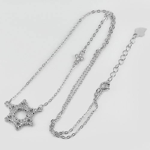925 Sterling Silver Necklace Jewelry Lovely Star Design Length 16 Inch. (1 of 3)