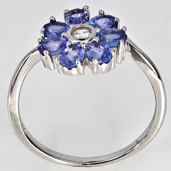 Natural Violetish Blue Tanzanite 925 Sterling Silver Ring Jewelry 6.20 Grams Size 8 (1 of 3)