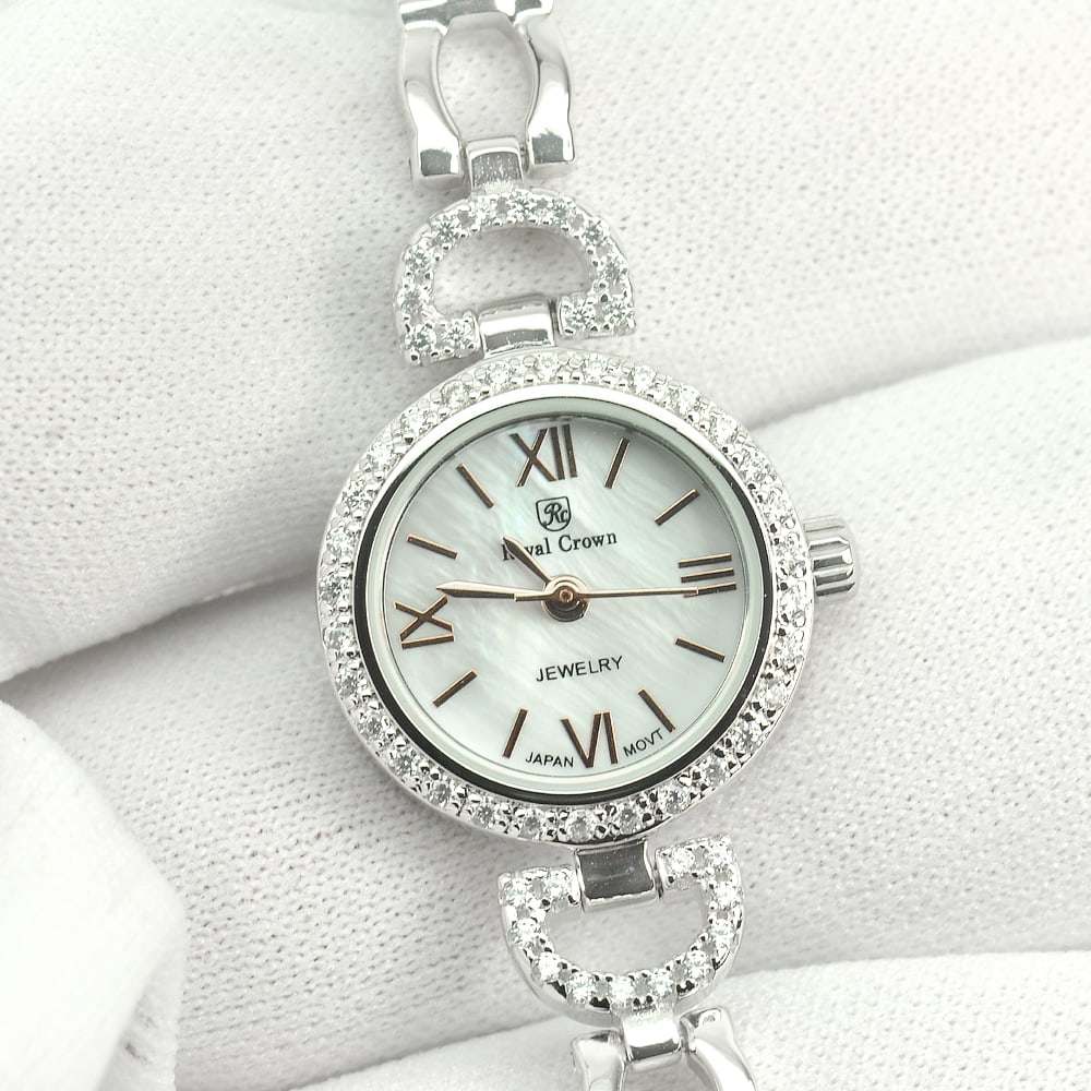 Beautiful 925 Silver Ladies Wristwatch Length 7 Inch. 23.59 Grams: Product ID: 203100408 Product Type: 925 Sterling Silver Fine Jewelry Jewelry Weight: 23.59 Grams. Gemstones Color: White Metal: Solid Silver 92.5%. Gemstone Detail: At Your Service: At Treasure of Gem