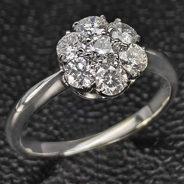 Natural White Diamond With 900 Platinum Ring Jewelry 4.30 Grams Size 7.25 (1 of 3)