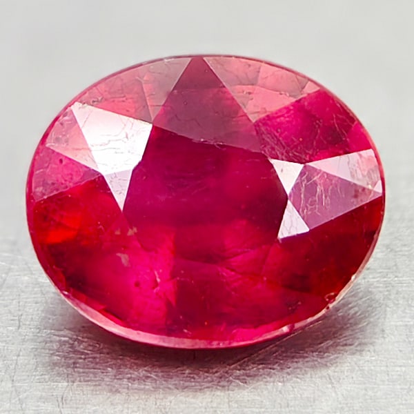 Natural Red Ruby 2.66 Ct. Oval Shape 8.6 x 7 Mm Gemstone From Madagascar: Product ID: 805935105 Product Name: Natural Ruby Weight: 2.66 CT. Size: 8.6 x 7 x 5.3 MM. Shape: Oval Color: Red Clarity:SI Luster: Good Gems Origin: Madagascar Treatment: Heated (Lead-glass filling)