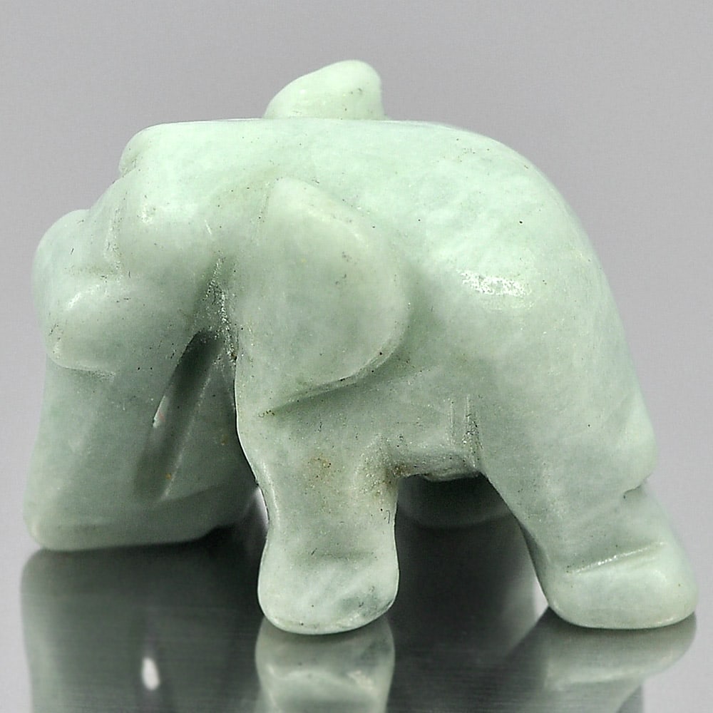 Natural Green Jade 51.86 Ct. Elephant Carving Shape 25 x 18 Mm Gemstone from Thailand (1 of 3)