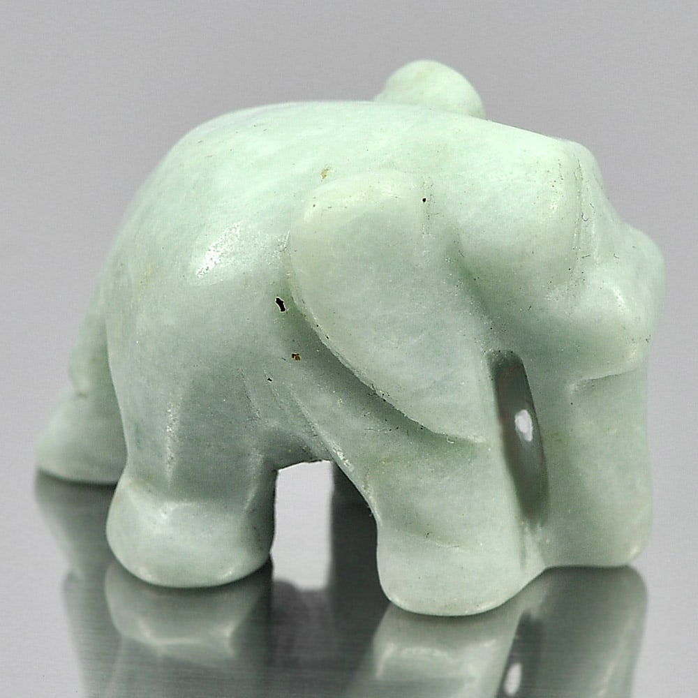 Natural Green Jade 51.86 Ct. Elephant Carving Shape 25 x 18 Mm Gemstone from Thailand - 3