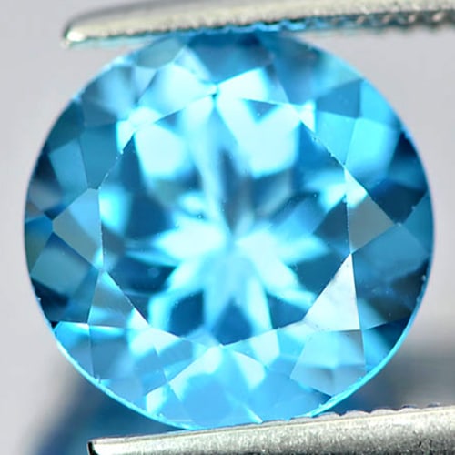 Natural Swiss Blue Topaz 3.50 Ct. VVS Round Shape Size 9.1 Mm. Gemstone From Brazil: Product ID: 807156099 Product Name: Natural Blue Topaz Weight: 3.50 CT. Size: 9.1 x 9.1 x 5.9 MM. Shape: Round Color: Swiss Blue Clarity:VVS Luster: Good Gems Origin: Brazil Treatment: Treated