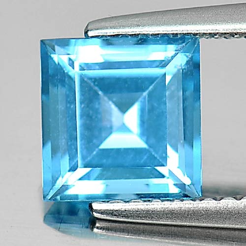 Natural Swiss Blue Topaz 1.80 Ct. Square Shape 6.7 Mm Gemstone from Brazil: Product ID: 807138215 Product Name: Natural Blue Topaz Weight: 1.80 CT. Size: 6.7 x 6.7 x 4.5 MM. Shape: Square Color: Swiss Blue Clarity:VVS Luster: Good Gems Origin: Brazil Treatment: Treated