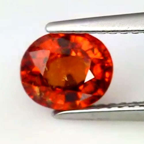 Natural Orange Spessartine Garnet 1.41 Ct. Oval Shape 7.1 x 6.1 Mm. Unheated Gemstone: Product ID: 802922917 Product Name: Natural Spessartine Weight: 1.41 CT. Size: 7.1 x 6.1 x 3.8 MM. Shape: Oval Color: Orange Clarity:SI Luster: Good Gems Origin: Nigeria Treatment: Unheated Crystal