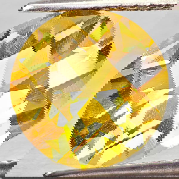 Natural Yellow Citrine 3.35 Ct. Round Checkerboard Cut 10.1 Mm. Gemstone From Brazil (1 of 3)