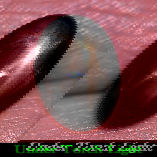 Natural Black Star Sapphire 6 Rays 3.23 Ct. Oval Cabochon Shape 9.7 x 7 Mm Gemstone From Thailand: Product ID: 806155198 Product Name: Natural Star Sapphire Weight: 3.23 CT. Size: 9.7 x 7 x 4.1 MM. Shape: Oval Cabochon Color: Black Clarity:Opaque Luster: Good 6 Rays Star Gems Origin: Thailand Treat