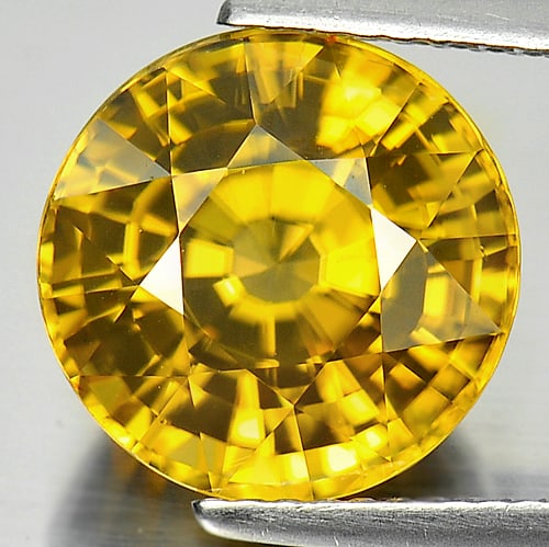 Natural Yellow Zircon 8.63 Ct. Round Shape 11 Mm. Gemstone From Cambodia (1 of 3)