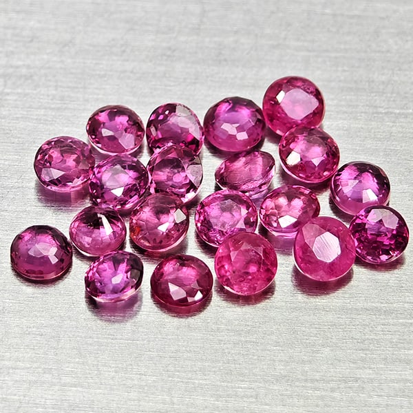 Natural Pinkish Red Ruby 1.32 Ct. 20 Pcs Round Shape 2.3 Mm Gemstones From Thailand (1 of 3)