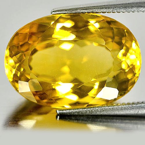 Natural Yellow Citrine 10.14 Ct. VVS Oval Shape 16.6 x 11.6 Mm. Gemstone From Brazil (1 of 3)