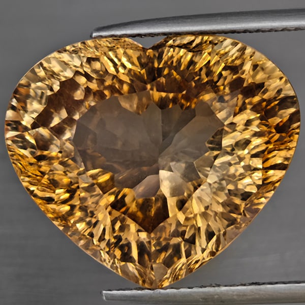 Natural Imperial Topaz 26.40 Ct. Heart Concave Cut 20 x 17 Mm Gemstone From Brazil (1 of 3)