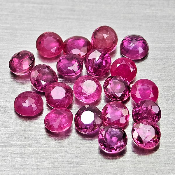 Natural Pinkish Red Ruby 1.31 Ct. 20 Pcs Round Shape 2.3 Mm Gemstones From Thailand (1 of 3)