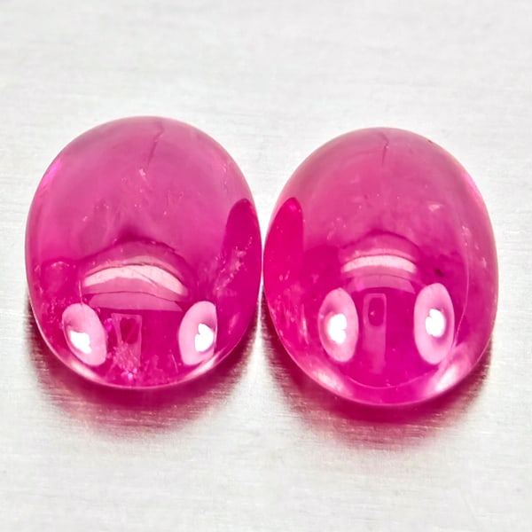 Natural Pink Red Jonson Ruby 1.24 Ct. 2 Pcs Oval Cabochon Shape 6.2 x 4.2 Mm Gemstones from (1 of 3)