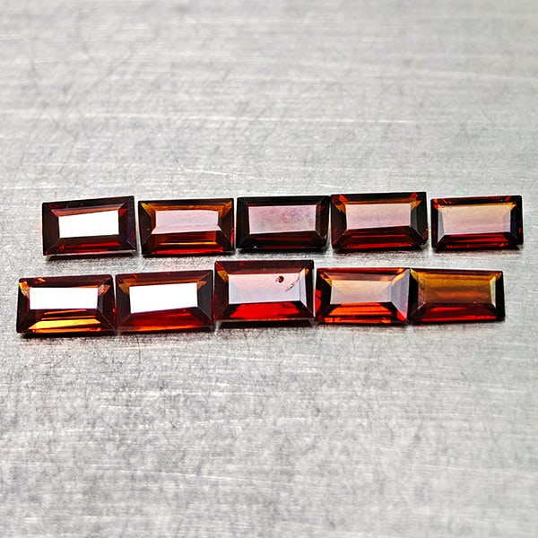 Natural Orangish Red Garnet 2.96 Ct. 10 Pcs Baguette Shape 5 x 3.1 Mm Gemstones From Tanzania (1 of 3)