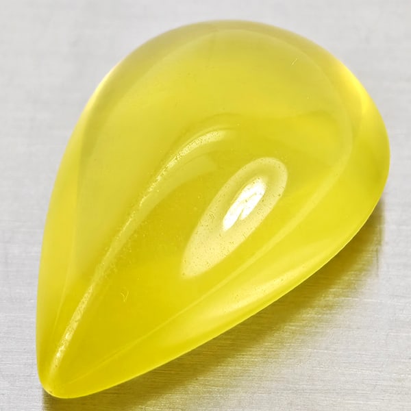 Natural Yellow Lemon Quartz 23.52 Ct. Pear Cabochon Shape 24 x 15.9 Mm Gemstone From Brazil (1 of 3)