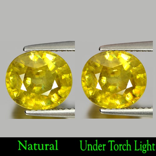 Natural Multi Color Sphene Rainbow Spark 2.97 Ct. Oval Shape 9.37 x 8.31 Mm. Gemstone: Product ID: 806501813 Product Name: Natural Sphene Weight: 2.97 CT. Size: 9.37 x 8.31 x 4.86 MM. Shape: Oval Color: Yellow - Green With Rainbow Spark Clarity:SI1 Luster: Adamantine Gems Origin: Madaga