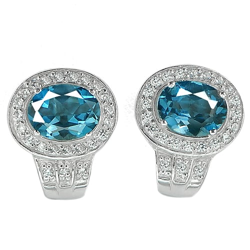 925 Sterling Silver Earrings 5.22 G. with Natural Gemstone London Blue Topaz (1 of 3)