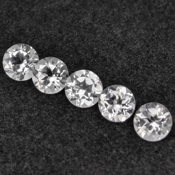 Natural White Topaz 5.33 Ct. 5 Pcs Round Shape 6.3 Mm Gemstone from Brazil (1 of 3)