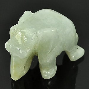 Natural White Green Jade 56.85 Ct. Carving Elephant Shape 22 x 18.3 Mm Gemstone From Thailand (1 of 3)