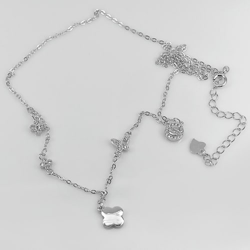 925 Sterling Silver Necklace Jewelry Length 16 Inch.Lovely Design: Product ID: 280540110 Product Type: 925 Sterling Silver Fine Jewelry Jewelry Weight: 3.50 Grams. Gemstones Color: Silver Metal: Solid Silver 92.5%. Gemstone Detail: About. Round White CZ Size 1 x 1 Mm