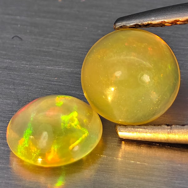 Natural Multi Color Play Of Colour Opal 1.04 Ct. 2 Pcs Round Cabochon Shape 5.9 Mm Gemstones From (1 of 3)