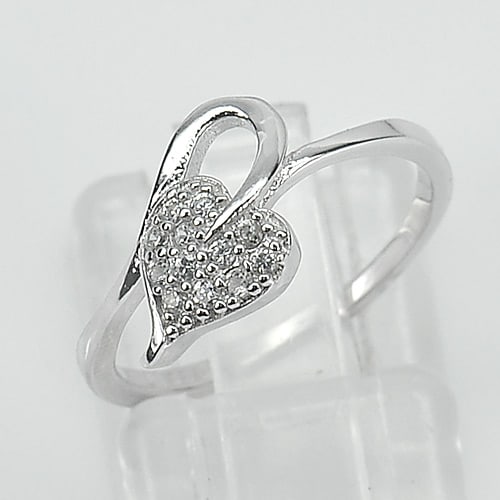 925 Sterling Silver Jewelry Ring Size 6 with CZ Leaf Design 1.50 G. (1 of 3)