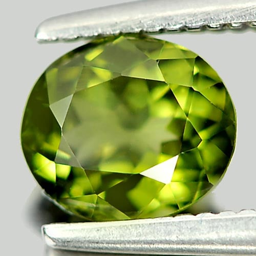 Natural Yellowish Green Tourmaline 0.79 Ct. Oval Shape 6.3 x 5.5 Mm. Gemstone From Nigeria (1 of 3)