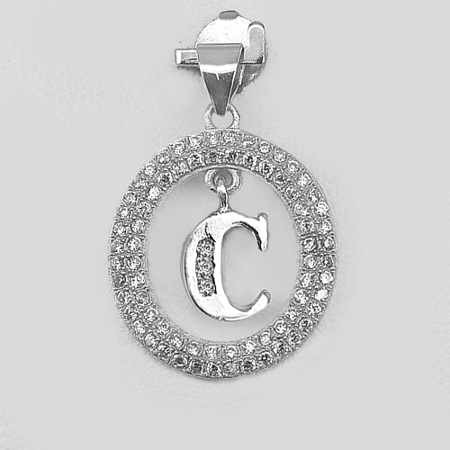 925 Sterling Silver Pendant Jewelry with CZ Letter C in Oval Halo Design: Product ID: 280530190 Product Name: Sterling Silver Pendant Product Type: 925 Sterling Silver Fine Jewelry Jewelry Weight: 1.90 Grams. Gemstones Color: Silver Metal: Solid Silver 92.5%. Gemstone Detai