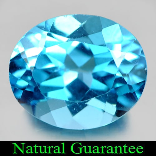 Natural Swiss Blue Topaz 5.63 Ct. Oval Shape 12 x 10 Mm Gemstone from Brazil: Product ID: 807161225 Product Name: Natural Blue Topaz Weight: 5.63 CT. Size: 12 x 10 x 6.8 MM. Shape: Oval Color: Swiss Blue Clarity:VSI Luster: Good Gems Origin: Brazil Treatment: Treated Crystal St