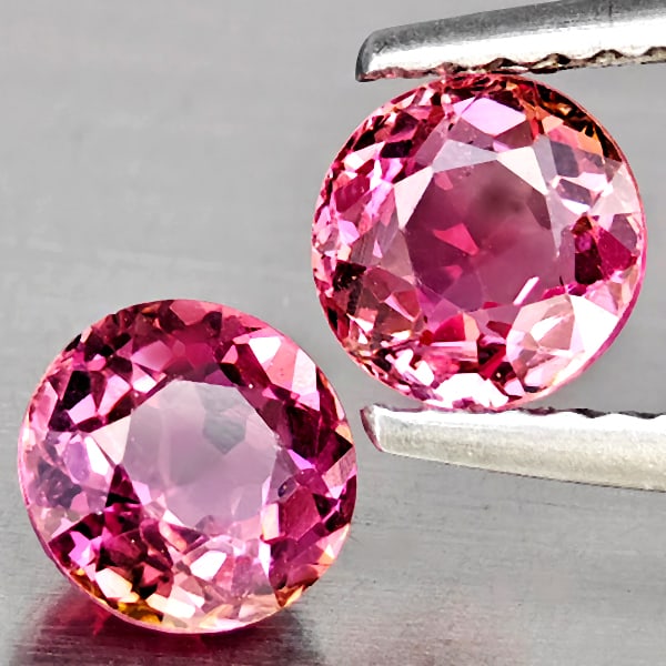 Natural Pink Tourmaline 1.36 Ct. 2 Pcs Round Shape 5.6 Mm Gemstone From Nigeria (1 of 3)