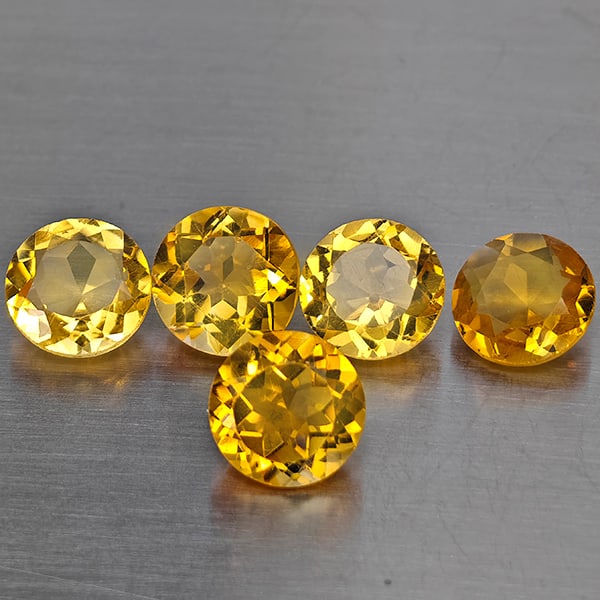 Natural Yellow Citrine 5.56 Ct. 5 Pcs Round Shape 7.2 Mm Gemstone From Brazil (1 of 3)