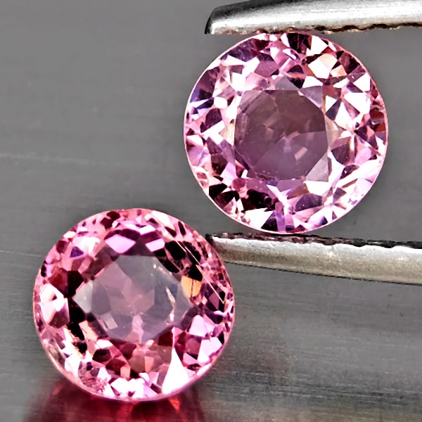 Natural Pink Tourmaline 1.62 Ct. 2 Pcs Round Shape 6 Mm Gemstone From Nigeria (1 of 3)