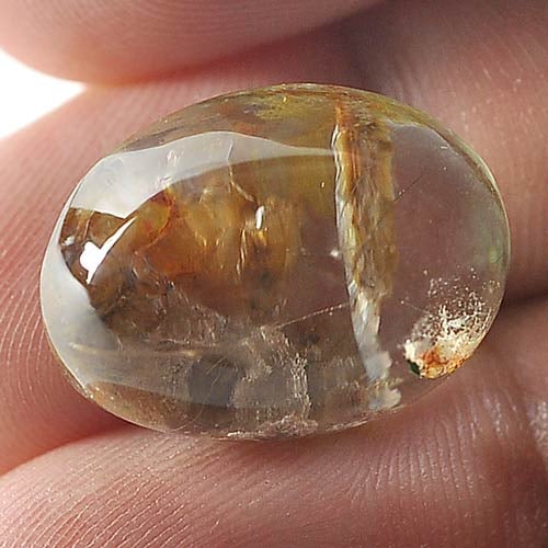 Natural White Gold Moss Quartz 23.90 Ct. Oval Cabochon Shape 20.3 x 15.3 Mm Gemstone From Thailand (1 of 3)