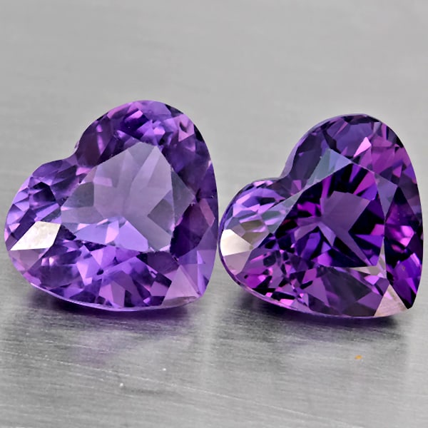 Natural Purple Amethyst 8.06 Ct. 2 Pcs Heart Shape 10.8 x 10.2 Mm Gemstone From Brazil (1 of 3)