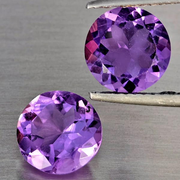 Natural Purple Amethyst 3.24 Ct. 2 Pcs Round Shape 8.2 Mm Gemstone From Brazil (1 of 3)
