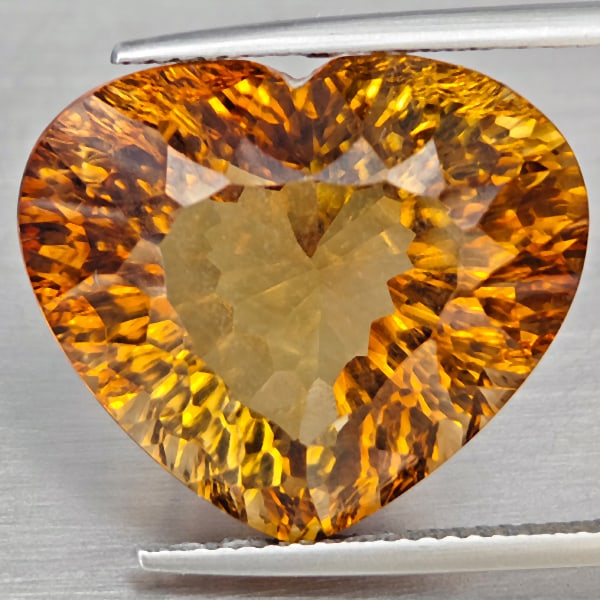 Natural Imperial Topaz 20.26 Ct. VVS Heart Concave Cut 18.5 x 16.1 Mm. Gemstone From Brazil (1 of 3)